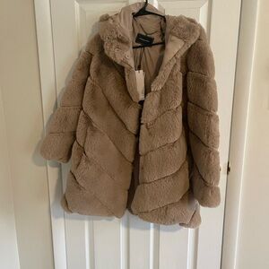 BCBGMaxAzria Plush Tan Teddy Jacket